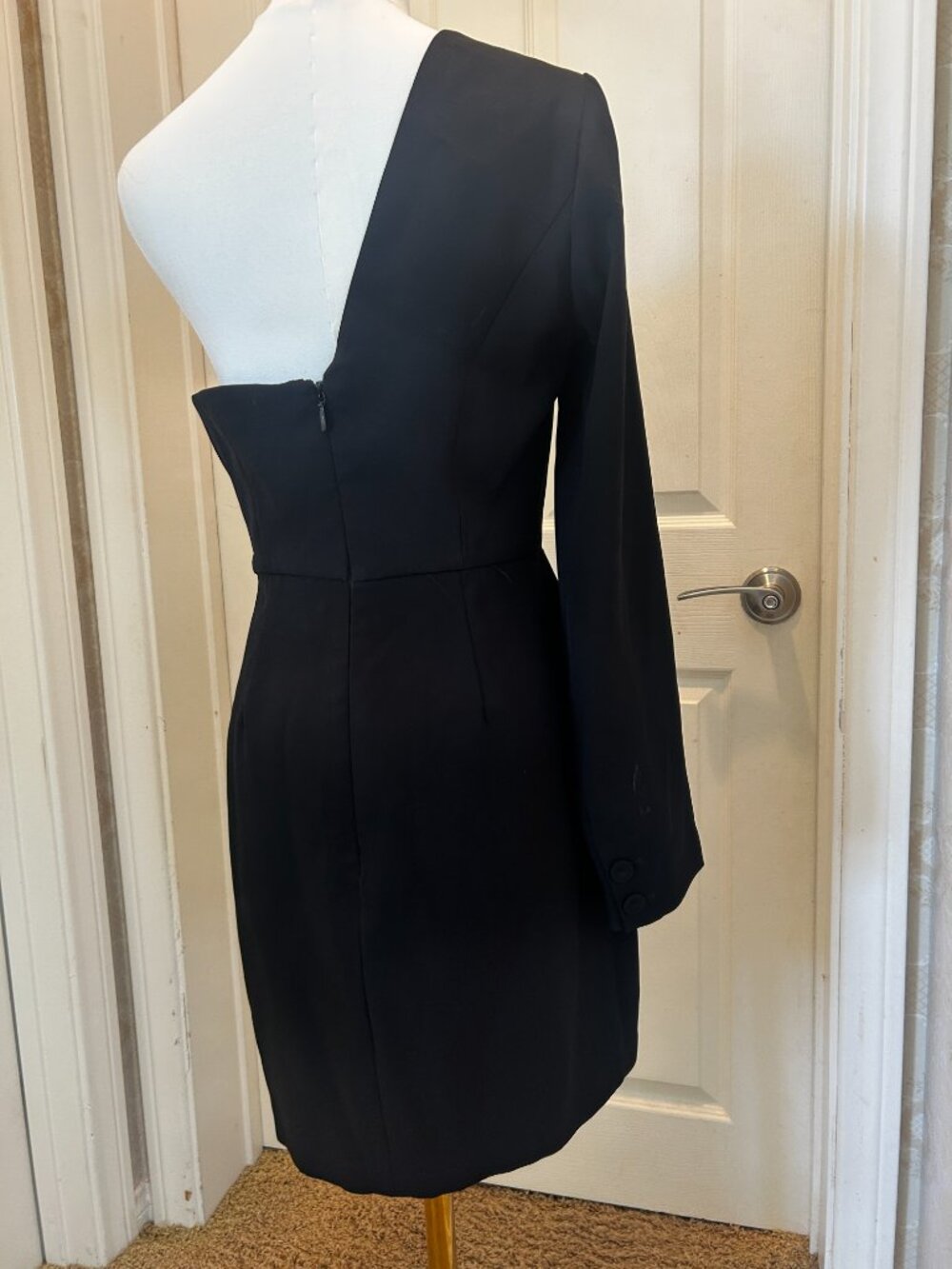 BCBGMAXAZRIA Black One Shoulder Blazer Dress Size 6 Cocktail Party Mini - Picture 6 of 8